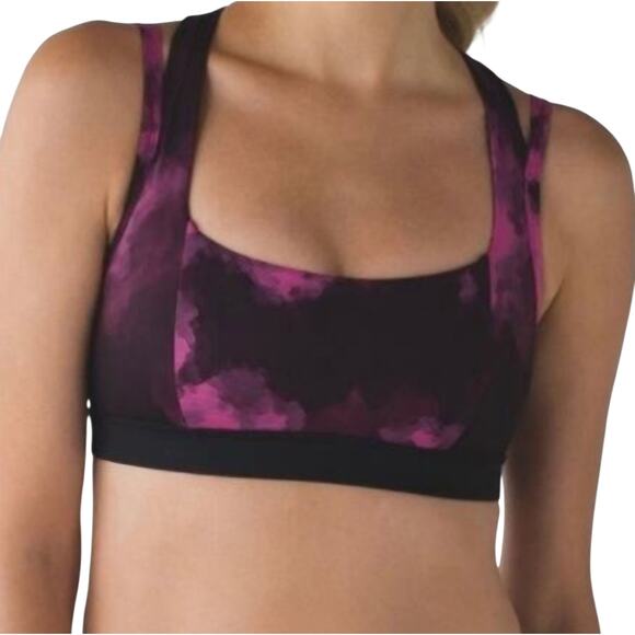 Lululemon Splendour Bra Blooming Pixie Raspberry + Black Size 6 - Picture 1 of 10